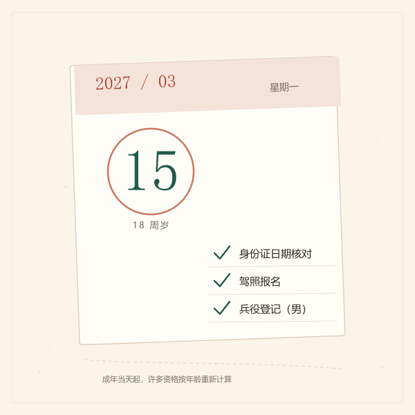成年当天可以做的三件事示意